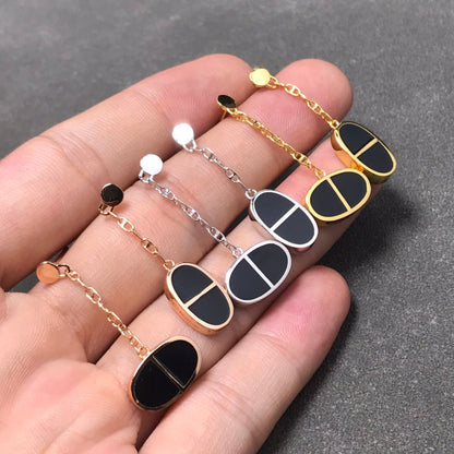 [GALE]CHAINE VERSO BLACK CERAMIC SILVER EARRINGS