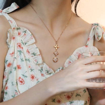 [GALE]STAR AND SUN DIAMOND PINK GOLD NECKLACE