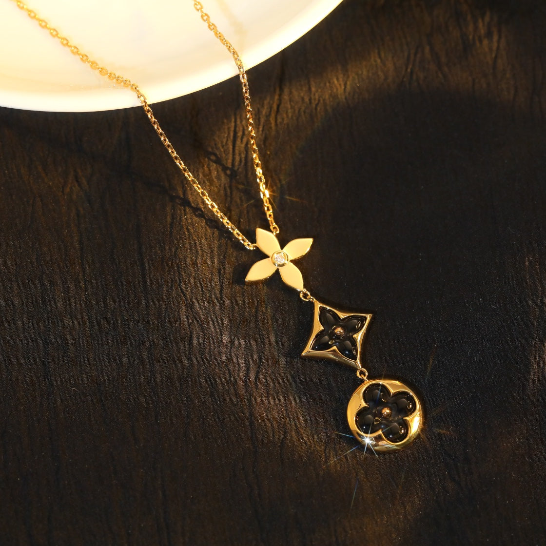 [GALE]STAR AND SUN ONYX PINK GOLD NECKLACE