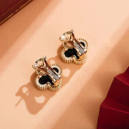 [GALE]CLOVER MEDIUM 1 MOTIFS  ONYX STUD EARRINGS