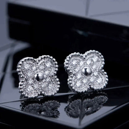 [GALE]CLOVER 1 MOTIFS DIAMOND STUD EARRINGS SILVER