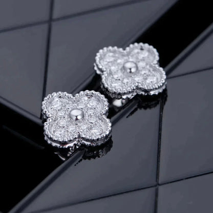 [GALE]CLOVER 1 MOTIFS DIAMOND STUD EARRINGS SILVER