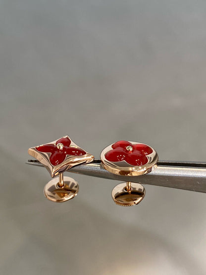 [GALE]STAR AND SUN PINK GOLD CARNELIAN STUD EARRINGS