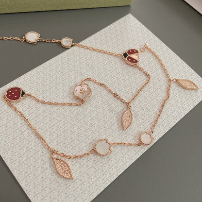 [GALE]LUCKY SPRING 15 MOTIFS ROSE GOLD NECKLACE