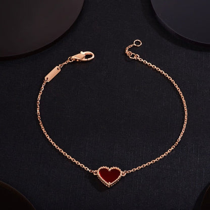 [NOVO]HERZ ARMBAND IN KARNELI-ROSA-GOLD 