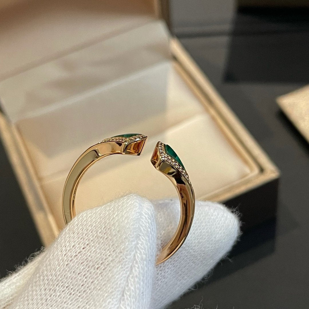 [GALE]DREAM MALACHITE DIAMOND OPEN RING