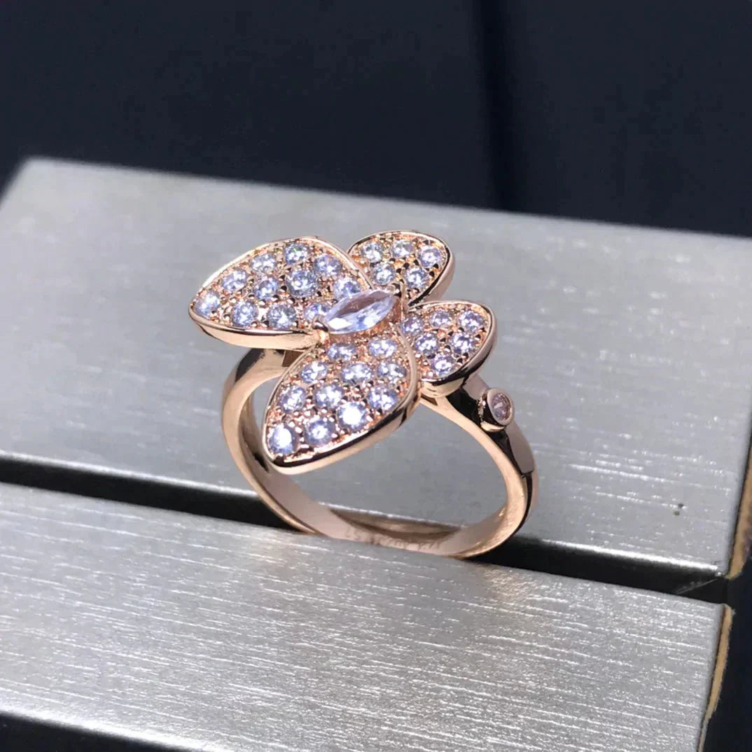 [GALE]BUTTERFLY PINK GOLD DIAMOND RING