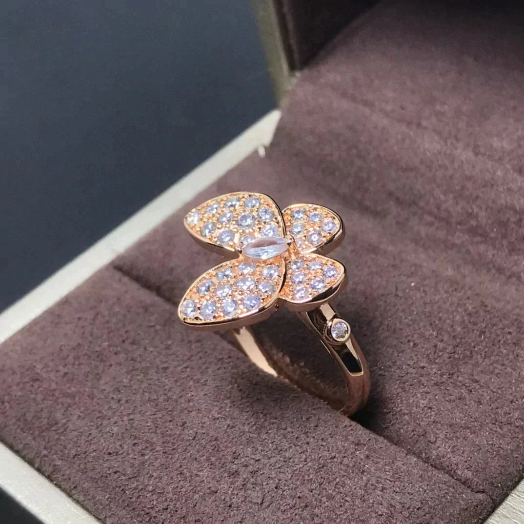 [GALE]BUTTERFLY PINK GOLD DIAMOND RING