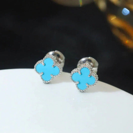 [GALE]CLOVER MINI 9.5MM ONYX STUD EARRINGS SILVER
