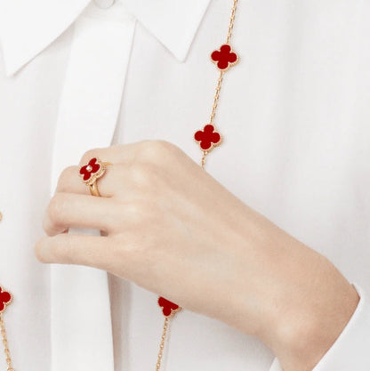 [GALE]CLOVER CARNELIAN RING ROSE GOLD DIAMOND