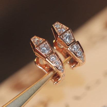 [GALE]SERPENT PINK GOLD DIAMOND EARRINGS