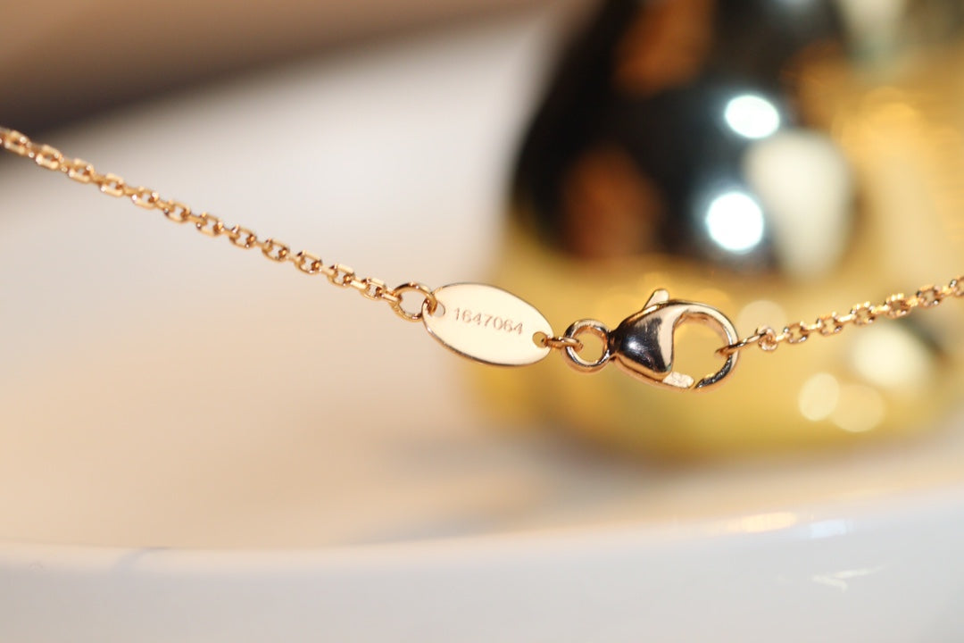 [GALE]JEUX MALACHITE 1 DIAMOND PINK GOLD NECKLACE