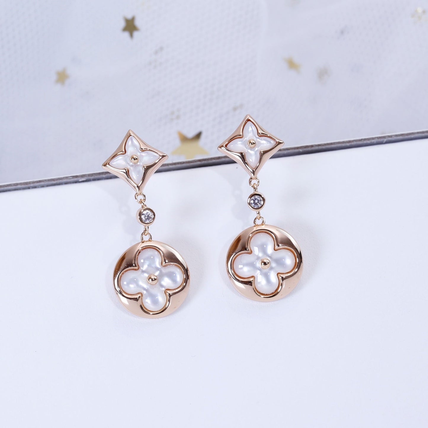 [GALE]STAR AND SUN PINK GOLD MOP DROP EARRINGS