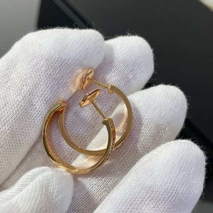 [GALE]LOVE DIAMOND PINK GOLD HOOP EARRINGS