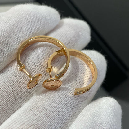 [GALE]LOVE DIAMOND PINK GOLD HOOP EARRINGS