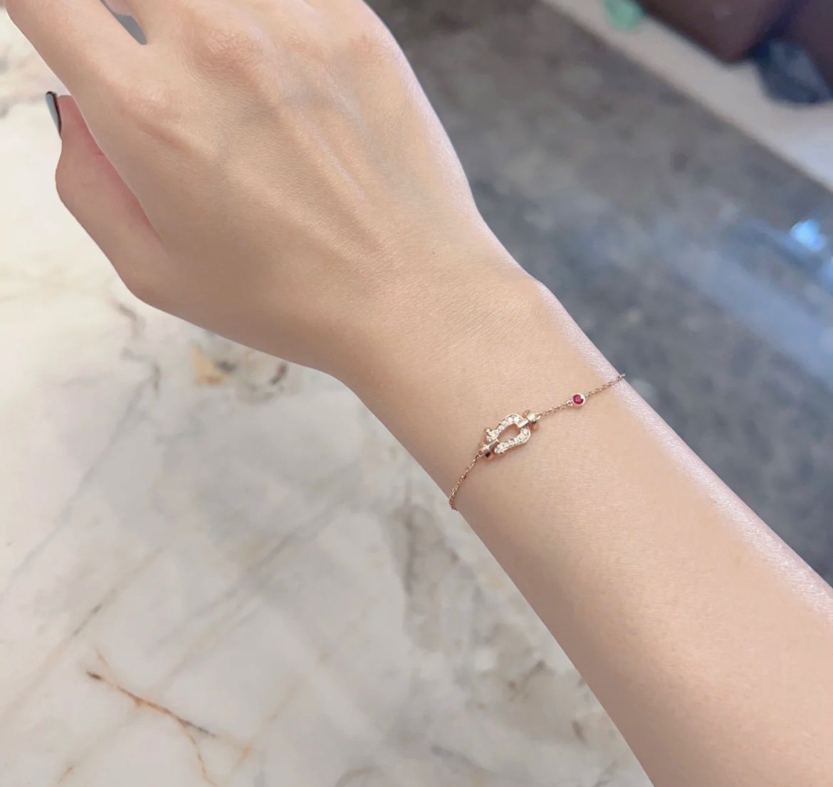 [GALE]FORCE 10 DIAMOND CHAIN LINK PINK GOLD BRACELET