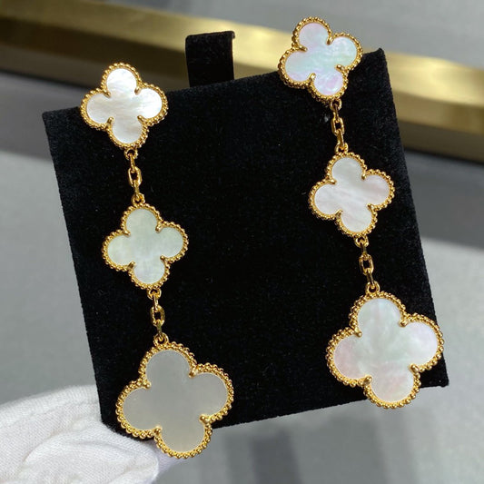 [GALE]CLOVER MOP 3 MOTIFS GOLD EARRINGS