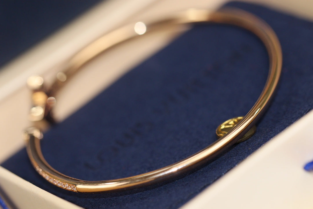 [GALE]IDYLLE PINK GOLD OPEN BRACELET DIAMOND PAVED