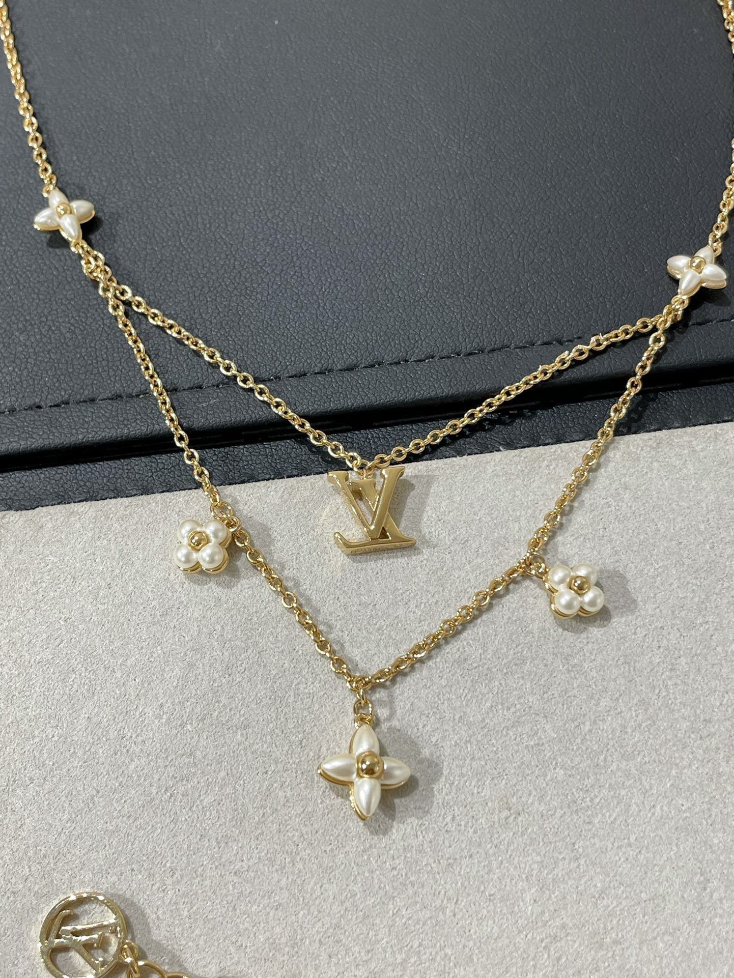 [GALE]FLOWERGRAM GOLD MOP DOUBLE ROW NECKLACE