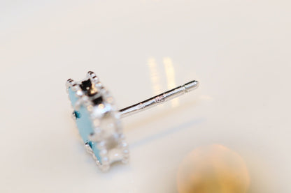 [GALE]CLOVER MINI TURQUOISE SILVER STUD EARRINGS