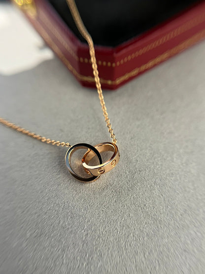 [GALE]LOVE NECKLACE DOUBLE RING PINK GOLD