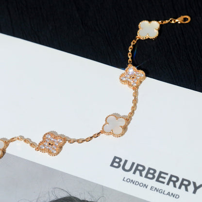 [NOVO]KLEEARMBAND 5-MOTIF WEISSER MOP-DIAMANT 