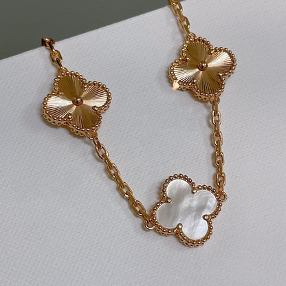 [GALE]CLOVER BRACELET 5 MOTIF WHITE MOP PINK GOLD