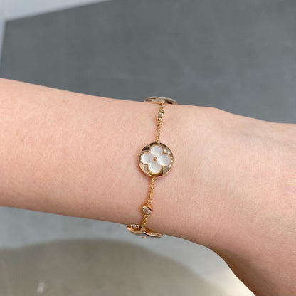[GALE]STAR AND SUN 4 MOTIF WHITE MOP PINK GOLD BRACELET