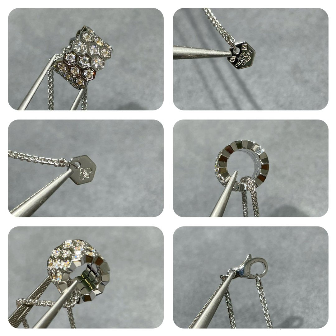 [GALE]BEE LOVE DIAMOND PAVED 3 ROW NECKLACE