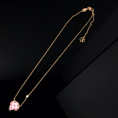 [GALE]COLOR BLOSSOM PINK MOP SUN GOLD NECKLACE