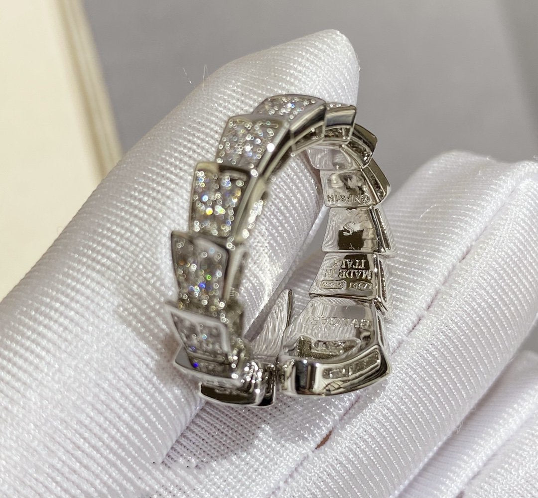 [GALE]SERPENTI LARGE RING SILVER DIAMOND PAVED