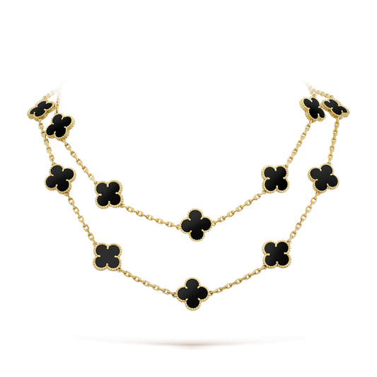[GALE]CLOVER 20 MOTIFS ONYX NECKLACE