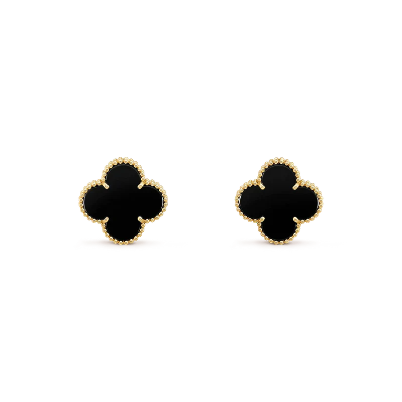 [GALE]CLOVER MEDIUM 1 MOTIFS  ONYX STUD EARRINGS