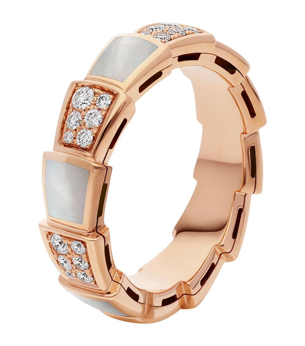 [GALE]SERPENTI RING PINK GOLD MOP DIAMOND PAVED 4MM