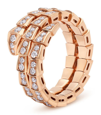 [GALE]SERPENTI RING PINK GOLD DIAMOND DOUBLE ROW