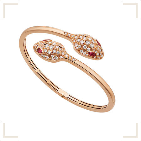 [GALE]SERPENTI BRACELET PINK GOLD DIAMOND DOUBLE SNAKE