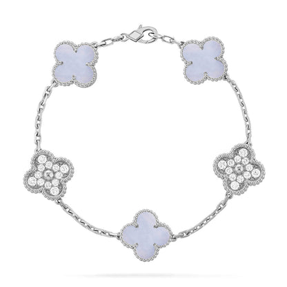 [GALE] CLOVER 5 MOTIF PURPLE CHALCEDONY BRACELET COLLECTION