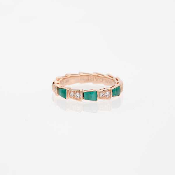 [GALE]SERPENTI RING PINK GOLD MALACHITE DIAMOND 3MM