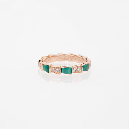 [GALE]SERPENTI RING PINK GOLD MALACHITE DIAMOND 3MM