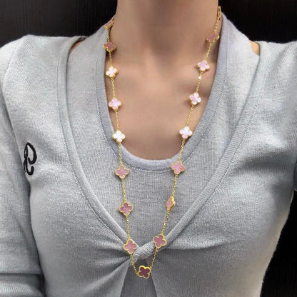 [GALE]CLOVER 20 MOTIFS PINK MOP NECKLACE
