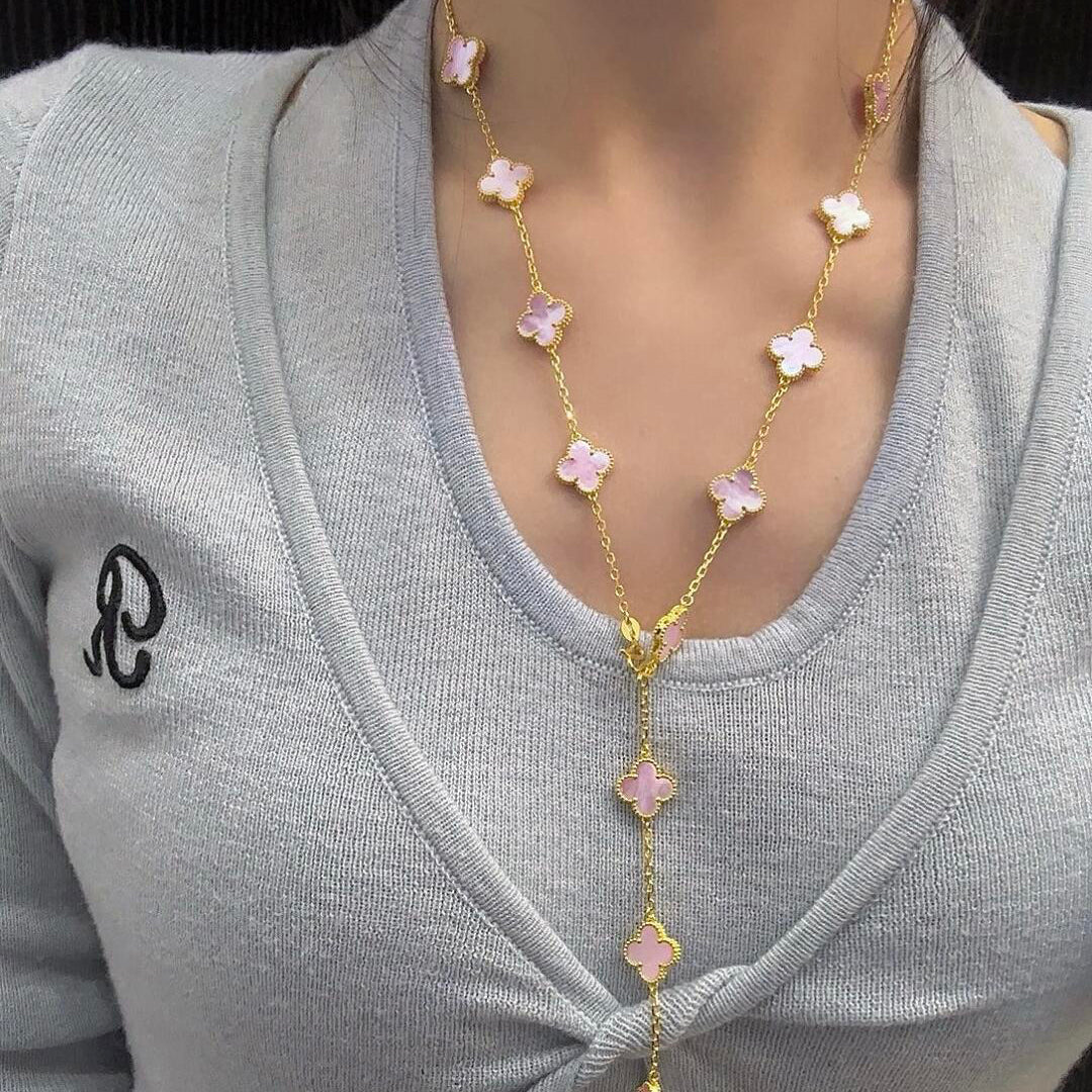 [GALE]CLOVER 20 MOTIFS PINK MOP NECKLACE