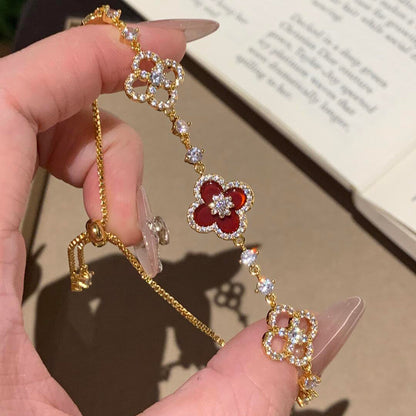 [GALE]]CLOVER 5 MOTIF PINK BLUE RED WHITE BRACELET