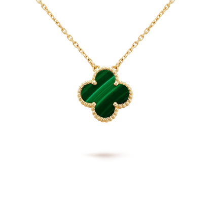 [GALE]CLOVER 15MM MALACHITE SINGLE FLOWER  NECKLACE
