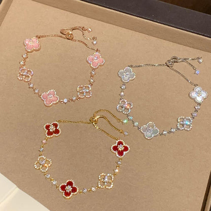 [GALE]]CLOVER 5 MOTIF PINK BLUE RED WHITE BRACELET