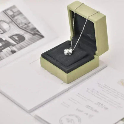 [GALE]CLOVER  15MM DIAMOND LASER NECKLACE SILVER