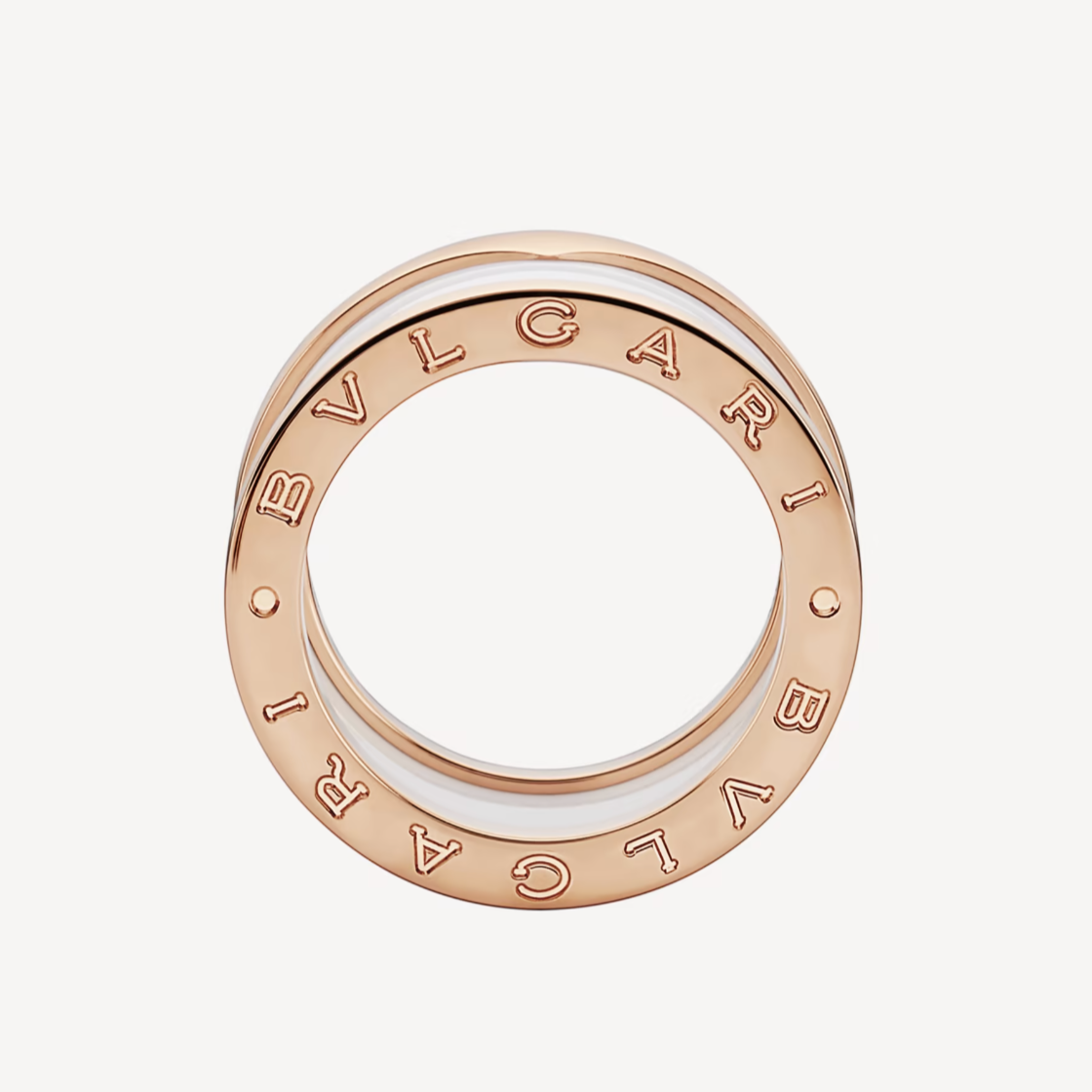 [GALE]ZERO 1 FOUR-BAND LOOPS AND WHITE CERAMIC SPIRAL PINK GOLD RING