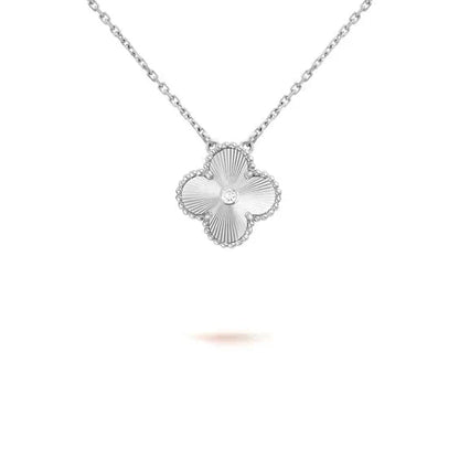 [GALE]CLOVER  15MM DIAMOND LASER NECKLACE SILVER