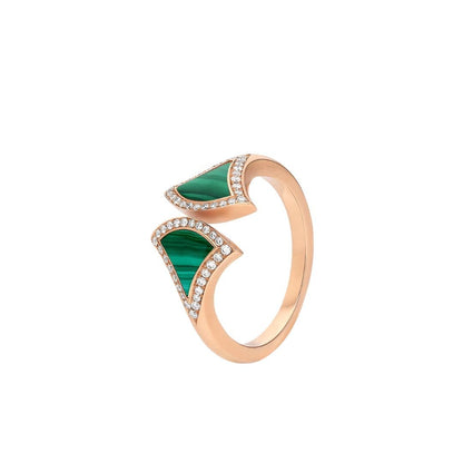 [GALE]DREAM MALACHITE DIAMOND OPEN RING