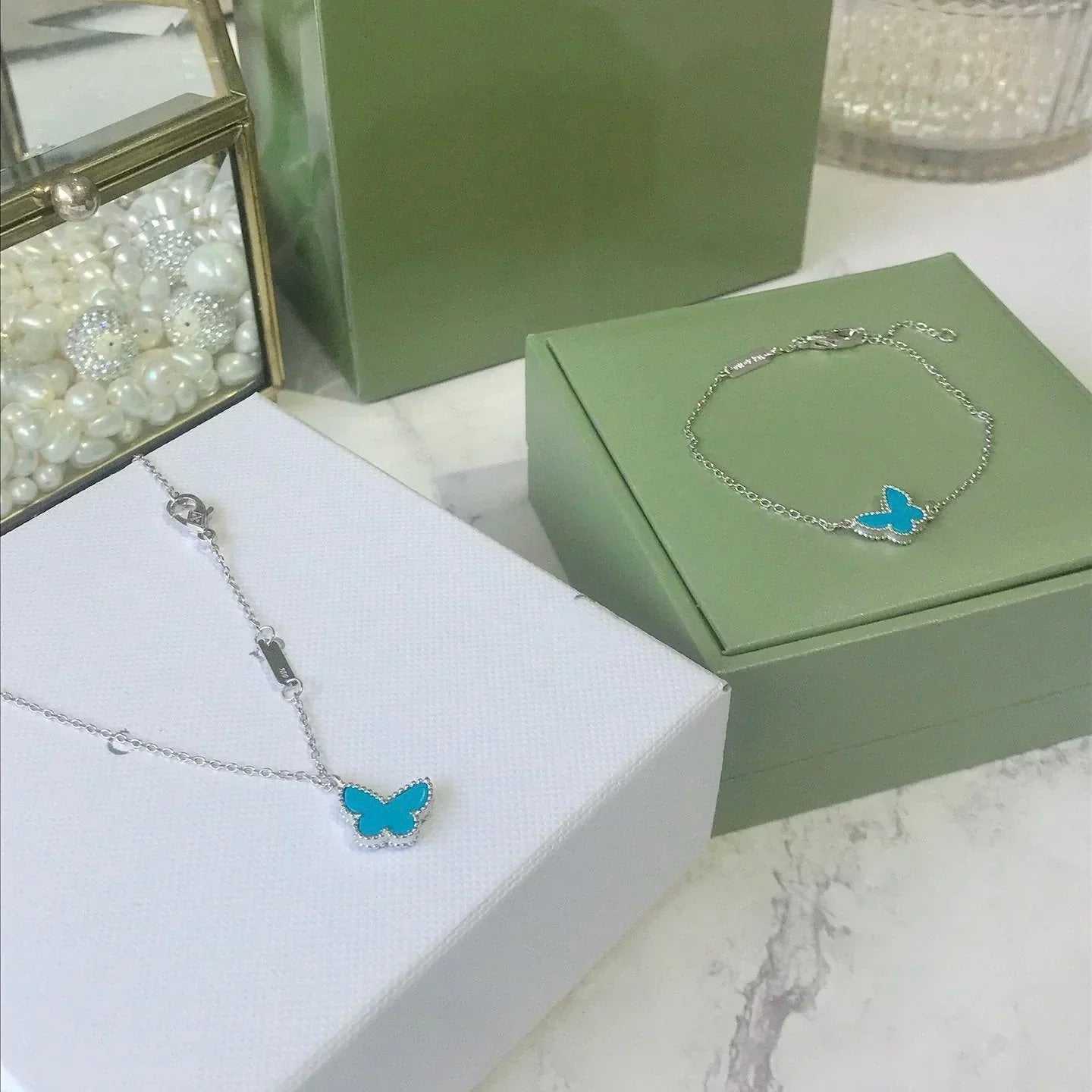 [GALE]BUTTERFLY TURQUOISE BUTTERFLY BRACELET SILVER