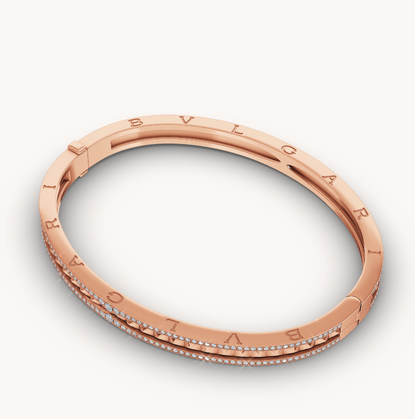 [GALE]ZERO 1 SPIRAL AND PAVED DIAMOND PINK GOLD BRACELET